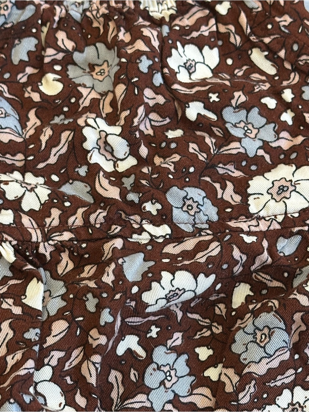 Rylee + Cru Long Sleeve Bubble Romper Holiday Bloom Autumn Brown Floral 0-3 mo - Picture 6 of 7
